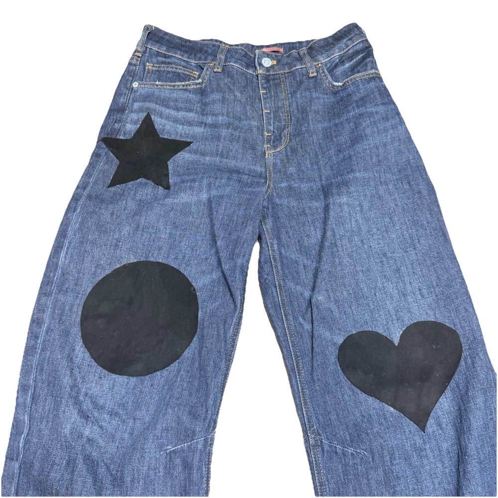 Pilcro The Bow Boyfriend Jeans Women's 29x28 Anthropology Patchwork - Picture 2 of 10